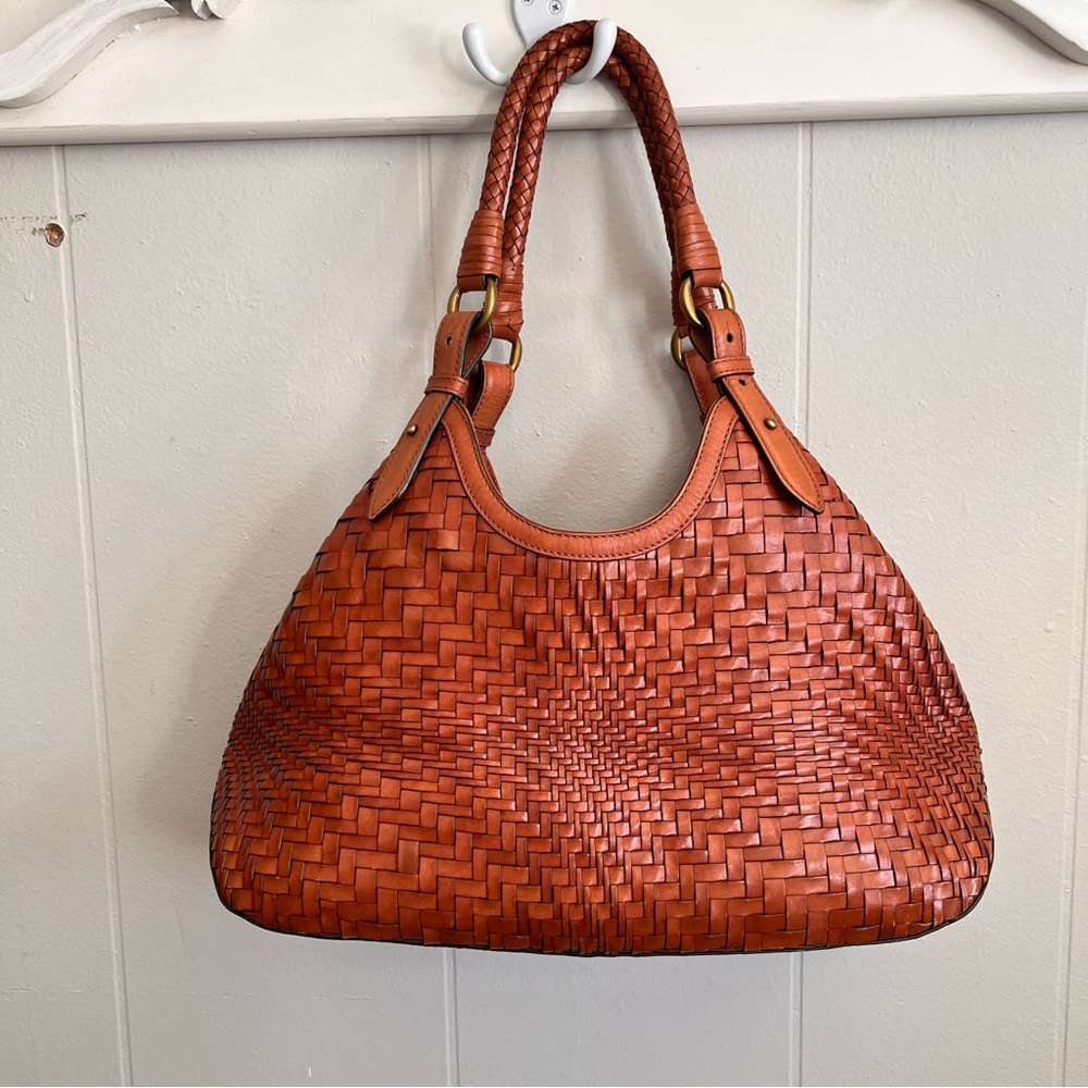 COLE HAAN Genevieve Weave Triangle Tote